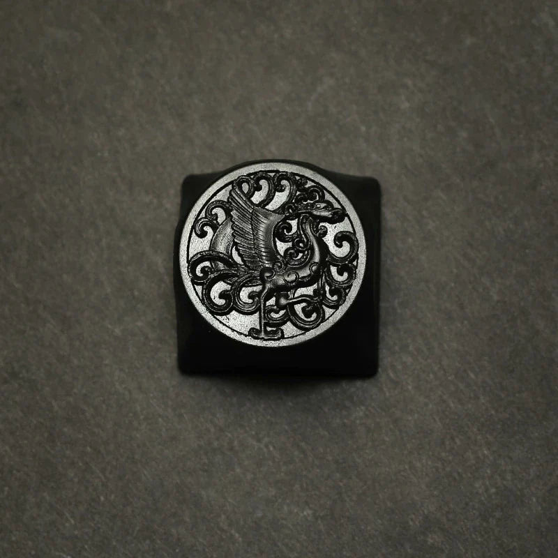ECHOME Dark Jade Keycap The Four Symbol Theme Hand-carved Translucent Keyboard Cap Custom Artisan KeyCap for Mechanical Keyboard
