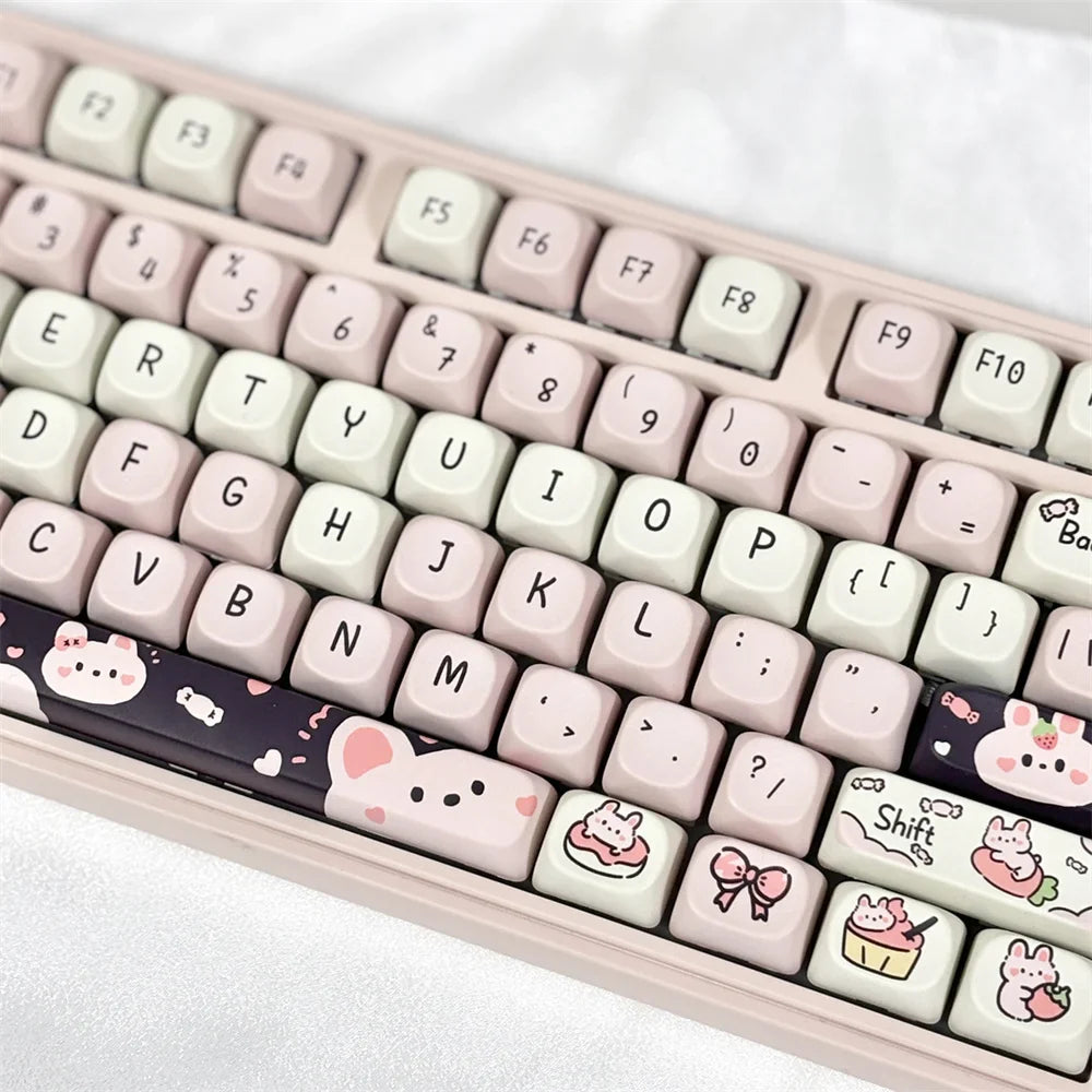 95Keys Matcha Puppy Keycaps MOA Profile PBT Key Caps Kit keyboard kit for 61/64/68/84/75/87Keys GMK67 Mechanical Keyboard Caps