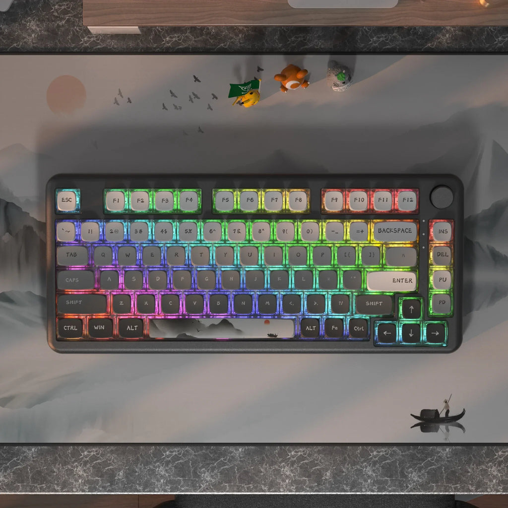 PIIFOX Shanshui Transparent Keycaps XDA Profile PBT Double Thermal Sublimation 117 Keys  Design Color-block Parts Customized DIY