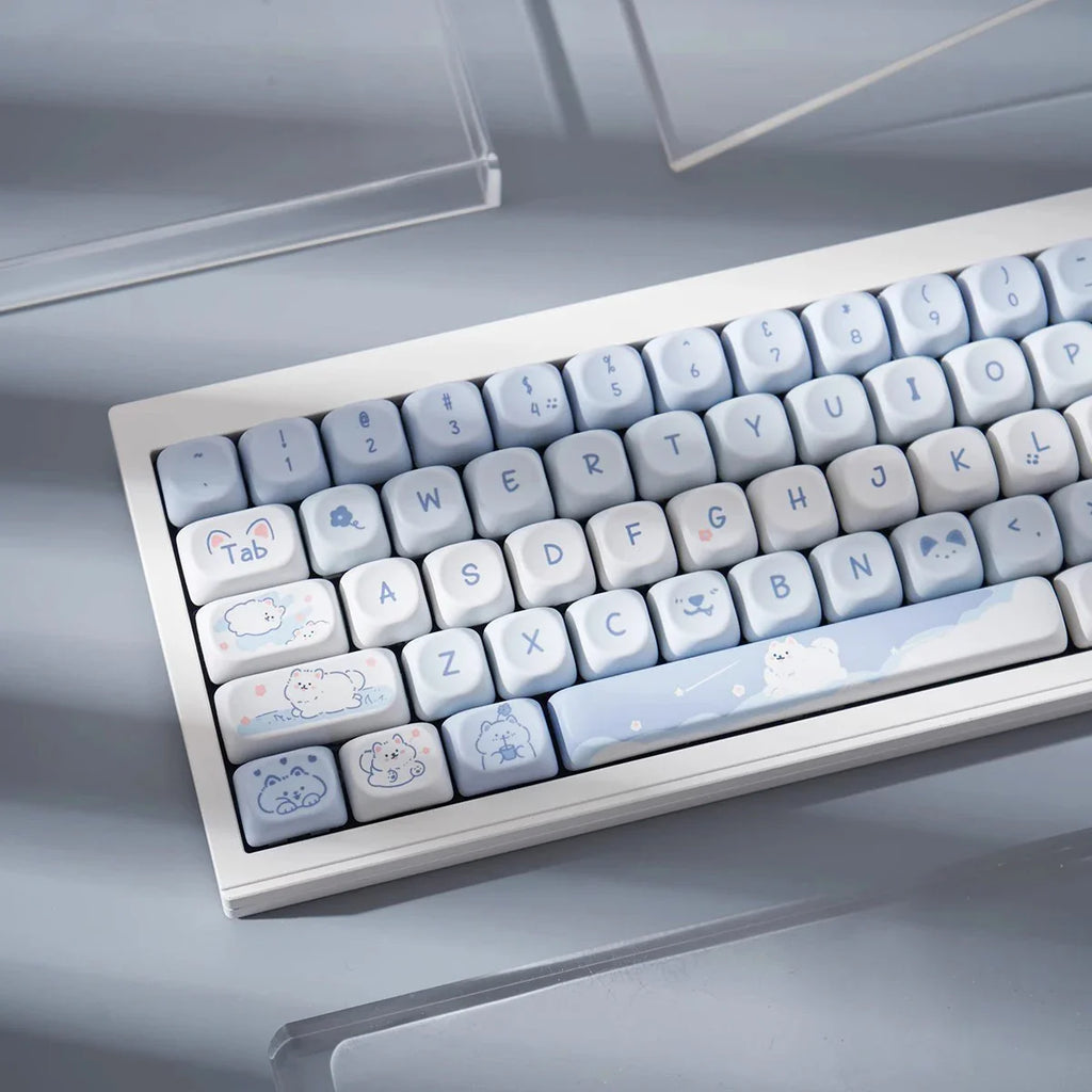 ULSION 132Keys MOA Profile Dog Cat Cartoon Keycaps for 61/64/68/78/84/87/96/104/108 Keys Gaming Mechanical Keyborad MX Swtiches