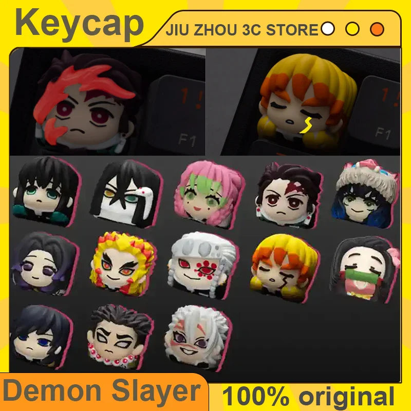 Demon Slayer Mechanical Keyboard Keycap Kamado Tanjirou Agatsuma Zenitsu Hashibira Inosuke Anime Resin Keycaps Custom Gifts