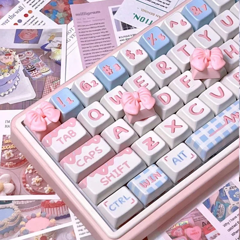 DIY Handmade Customized Cute Butterfly Keycaps Cross Axis Game Girl Pink Game Mechanical Keyboard Keycaps
