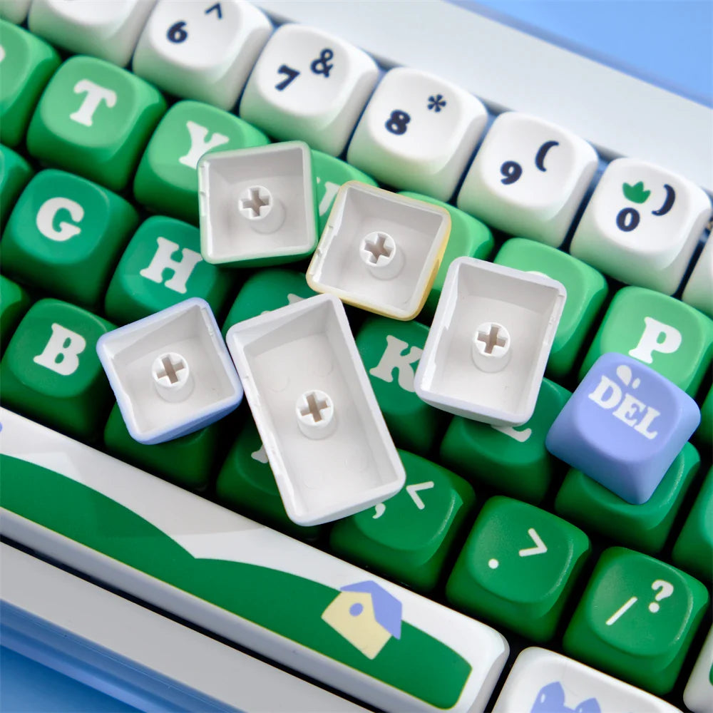 MOA Key Caps 129 Key Cow Pasture PBT Keycap MOA Profile Dye Sublimation Keycap For Gaming Mechanical Keyboard Keycap MX Switch