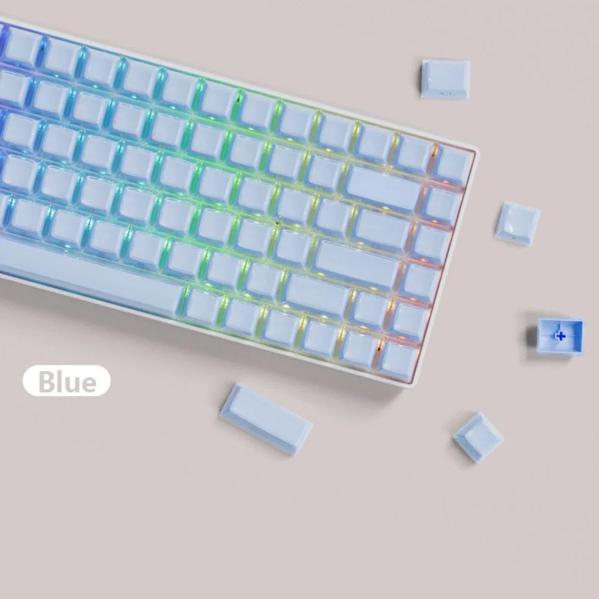Jelly Crystal Keycaps Side Engraved Pink Blue 113keys Two-tone lnjection Molded DIY Mechanical Keyboard OEM Translucent Keycaps