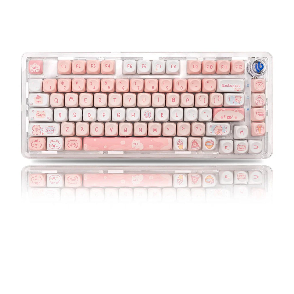 Cat Afternoon Tea Theme Purple Keycap 132 Keys MOA Height PBT Five-sided Sublimation Cute Keycaps for Mechanical Keyboard
