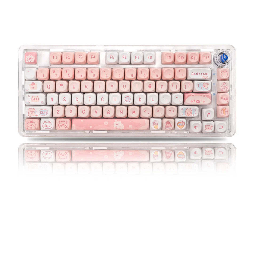Cat Afternoon Tea Theme Purple Keycap 132 Keys MOA Height PBT Five-sided Sublimation Cute Keycaps for Mechanical Keyboard