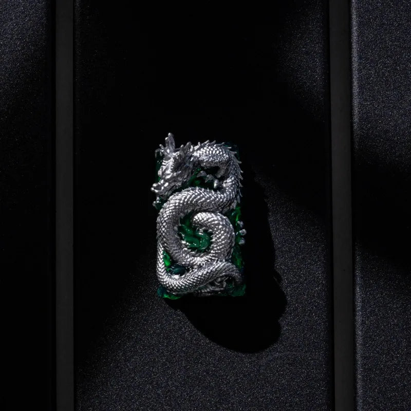 Emerald Keycap Custom Resin Slivery Dragon Point 1.75u Artisan Key Cap Creative Mechanical Keyboard Capslock Keycap for Boy Gift