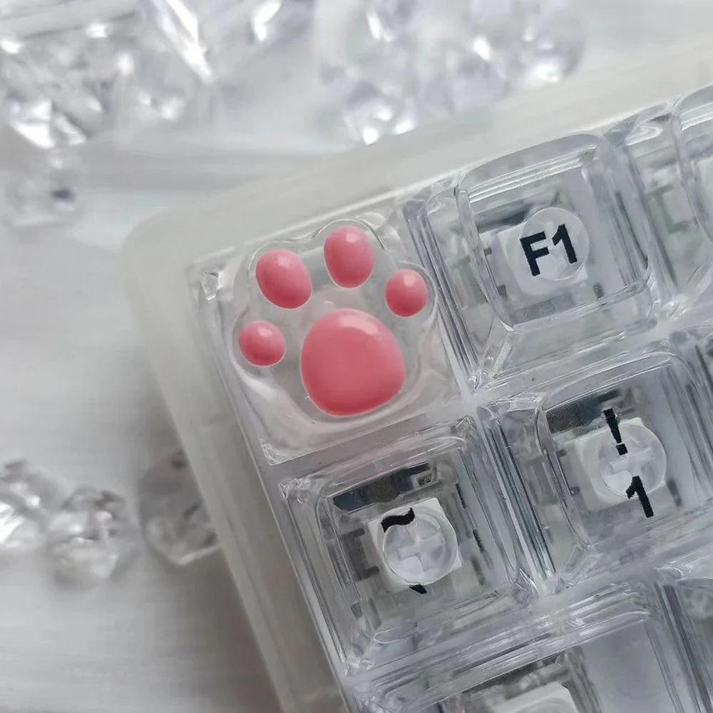 Games Backlit Keycap Cat Paw Cute DIY Key Cap for Mechanical Keyboards Personalized Transparent Crystal Keycap Cherry MX Axis