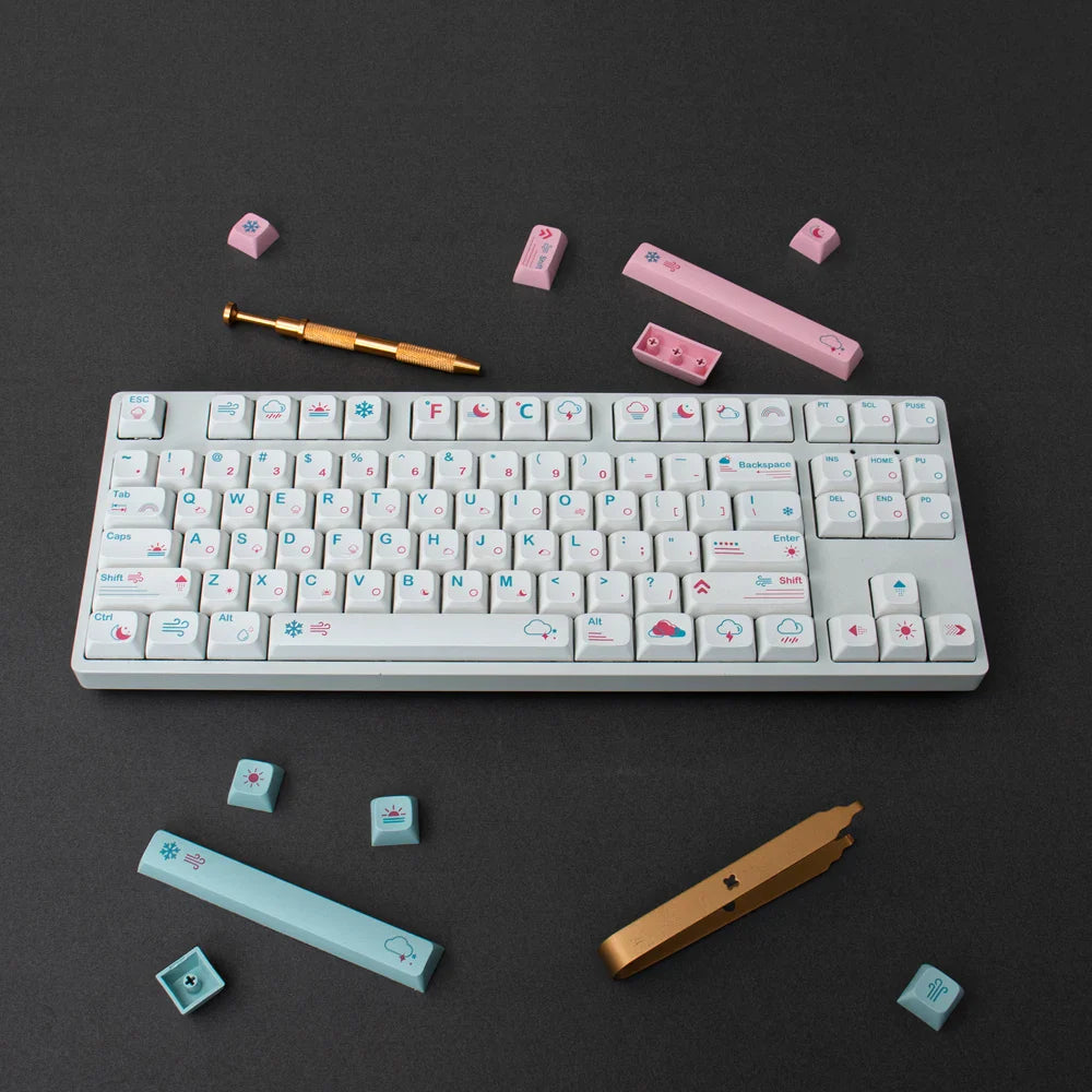 GMK 132 Keys Japanese PBT Keycap XDA Profile Cute Pink Keycaps for DIY Cherry Mechanical Keyboard Custom 61/84/64/68/98/108 Set
