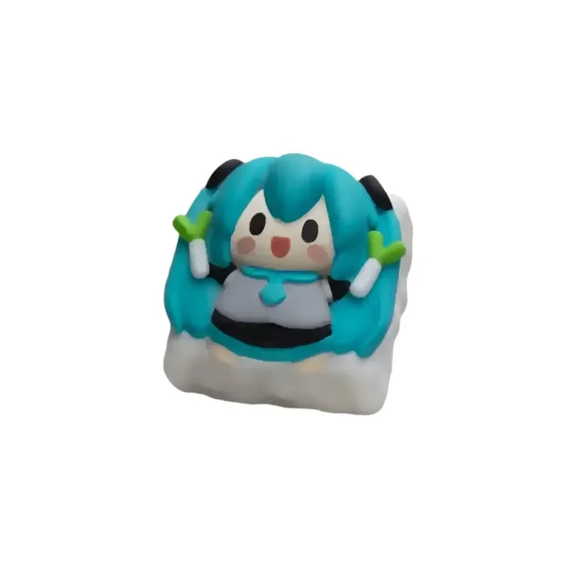 New Vocaloid Miku Animation Theme Keycap 1 Pcs Q Version Personalized Customized Resin Art Gaming Mechanical Keyboard Key Cap