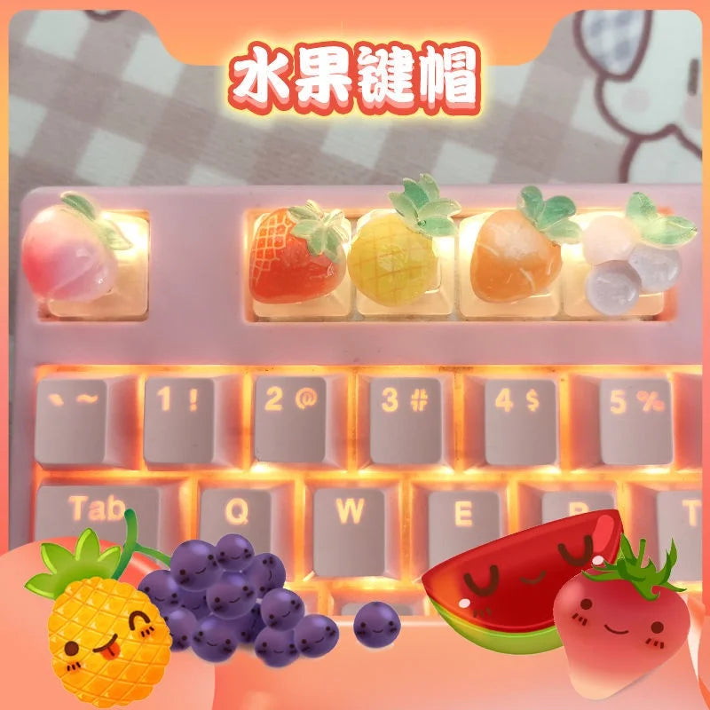 Diy Fruit Transparent Keycap for Cherry Axis Mechanical Keyboard Special Pink Strawberry Peach ESC Supplement OEM R4 Keycap