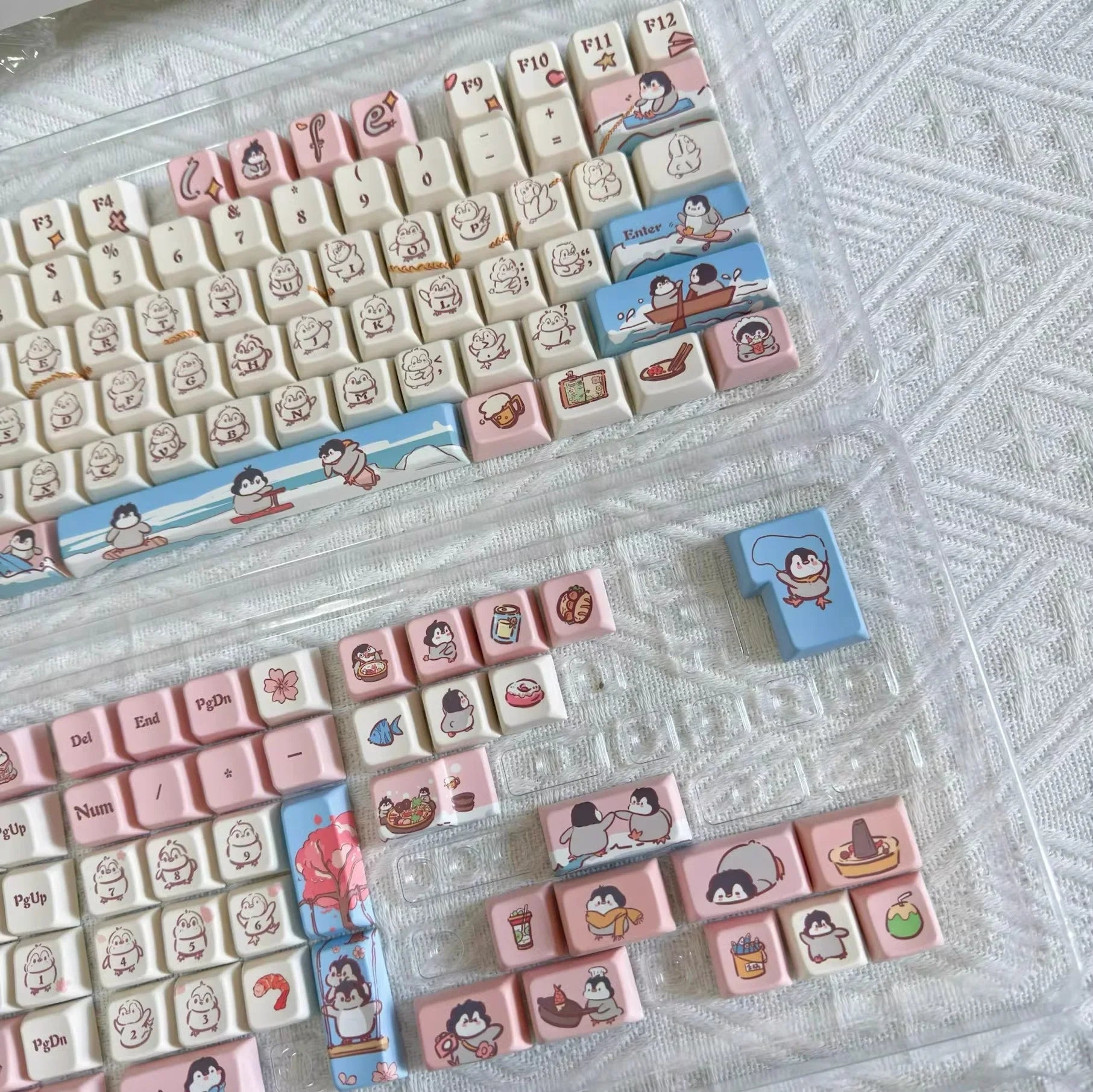 Raccoon/Penguin Keycap 148keys Cherry Side Printed Pbt  Sublimation Mechanical Keyboard Keycaps Customized Cute For Game Office