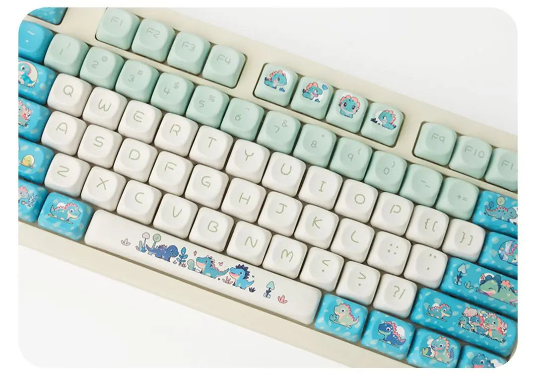 Blue Cute Little Dinosaur Cartoon Keycaps Personalized Round Creative Keycaps MOA Height PBT Sublimation Color DIY Keycaps