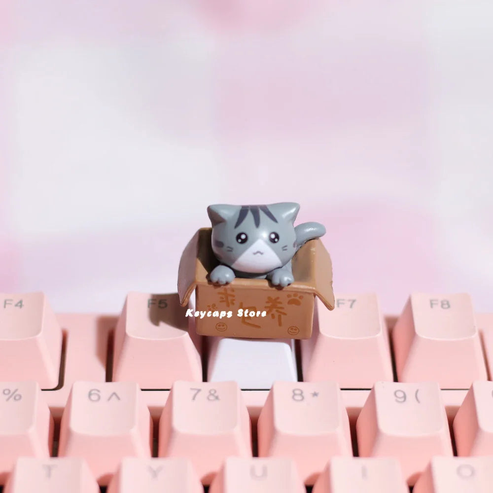 Cartoon keycaps For Mechanical Keyboard Keycaps Artisan Anime White Kawaii Keycap PBT Axis Cherry MX Custom Cute Cat Diy Key Cap