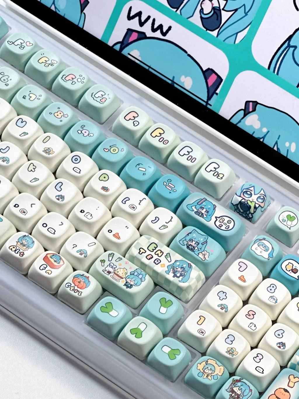 Miku Anime Keycap Xoa Pbt Cartoon Keycap Customization Individuation Keyset For Mechanical Gaming Keyboard Switch Gifts