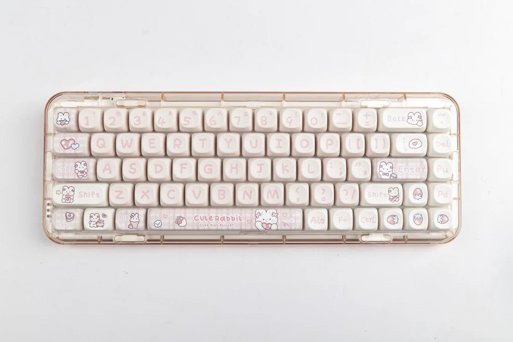 Mathew Tech Snack Bunny Keycap Pink Keycaps MOA Profile PBT Sublimation Mechanical Keyboard Keycaps Suitable for Girls To DIY