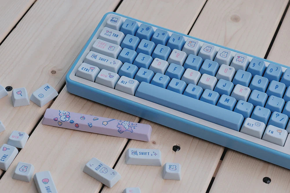 KPREPUBLIC Cute Bunny Keycap Dye Subbed Rabbit Keycap thick PBT MDA for Mechanical Keyboard 87 tkl 104 ansi xd64 bm60 BM87 BM65