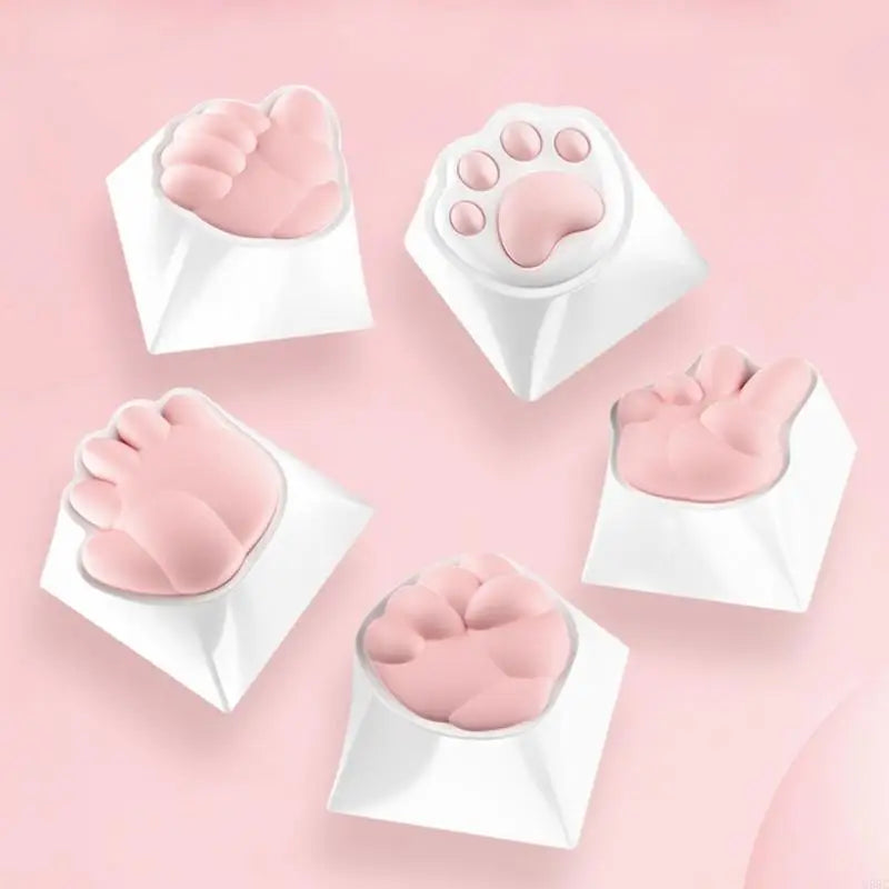 U55C Colorful Cat Paw Keycaps for Standard Mechanical Keyboards Sublimation Dye Technology Keys Caps for Long-Lasting Colors