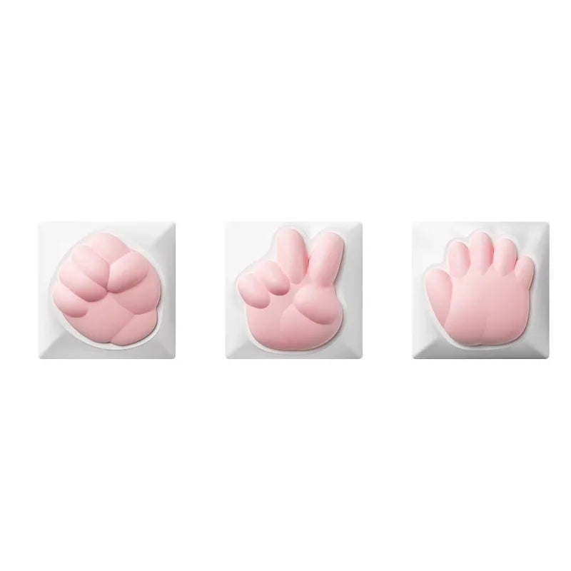 Mongseek Super Cute Cat Claw KeyCap Girl Powder Mechanical Keyboard Key Cap Soft Silicone Cross Shaft Universal Birthday Gifts