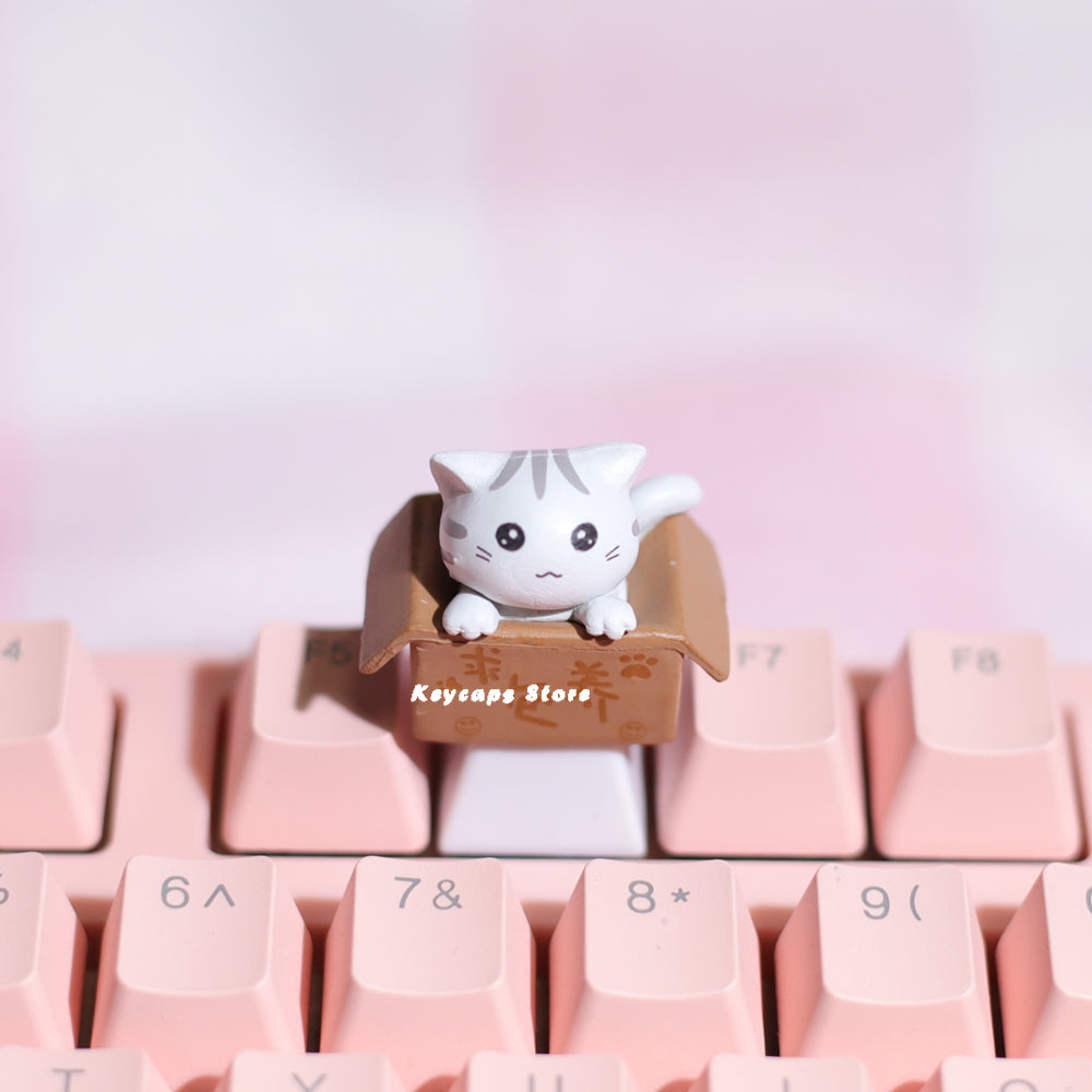 Cartoon keycaps For Mechanical Keyboard Keycaps Artisan Anime White Kawaii Keycap PBT Axis Cherry MX Custom Cute Cat Diy Key Cap