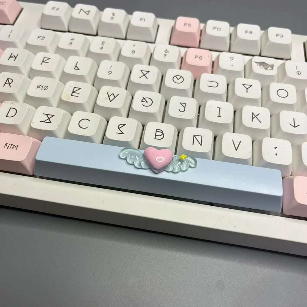 DIY Cute Magic Love Wings Keycap 6.25u Spacebar Game Mechanical Keyboard Cross Axis Pink Bow Keycap