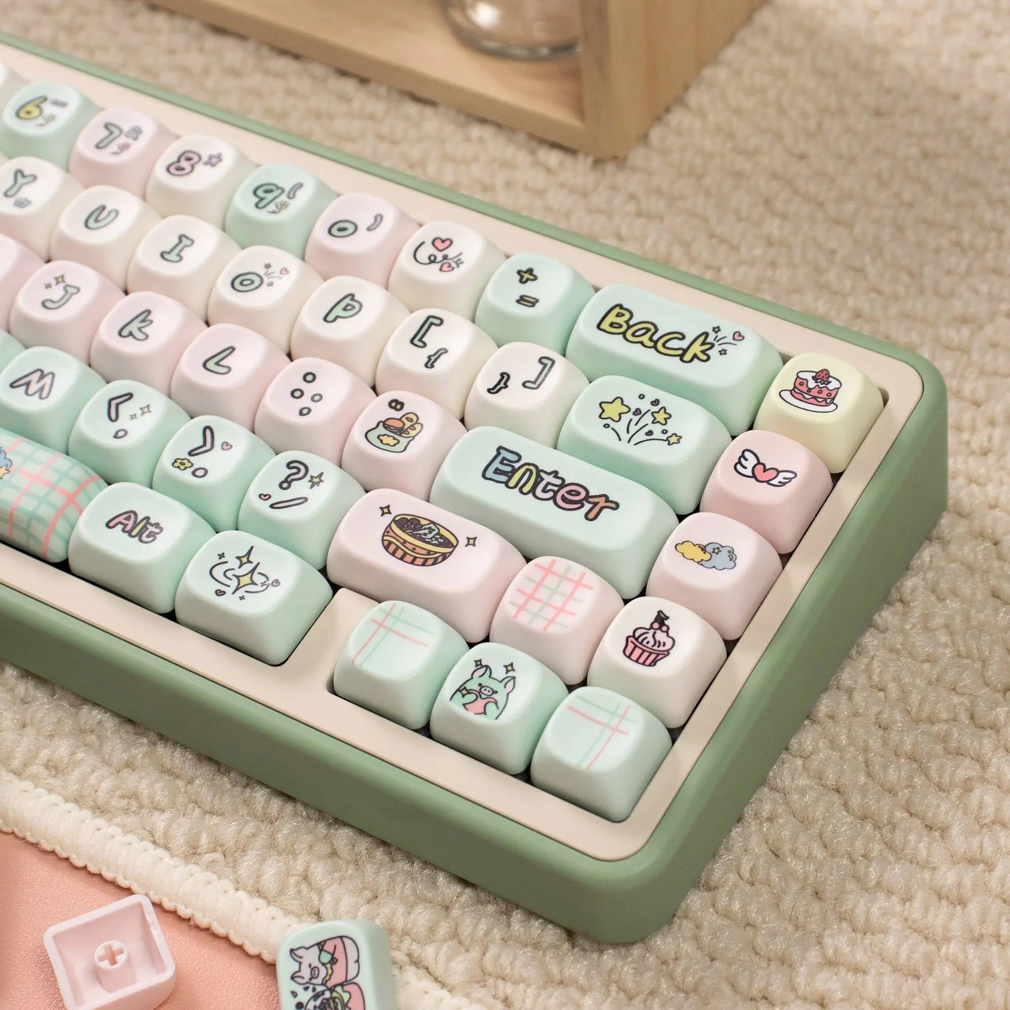 Cats and Puppies Keycaps MOA Profile Thermal Sublimation PBT Keycaps Personalized Cute Keycap For 64/104/108 Mechanical keyboard