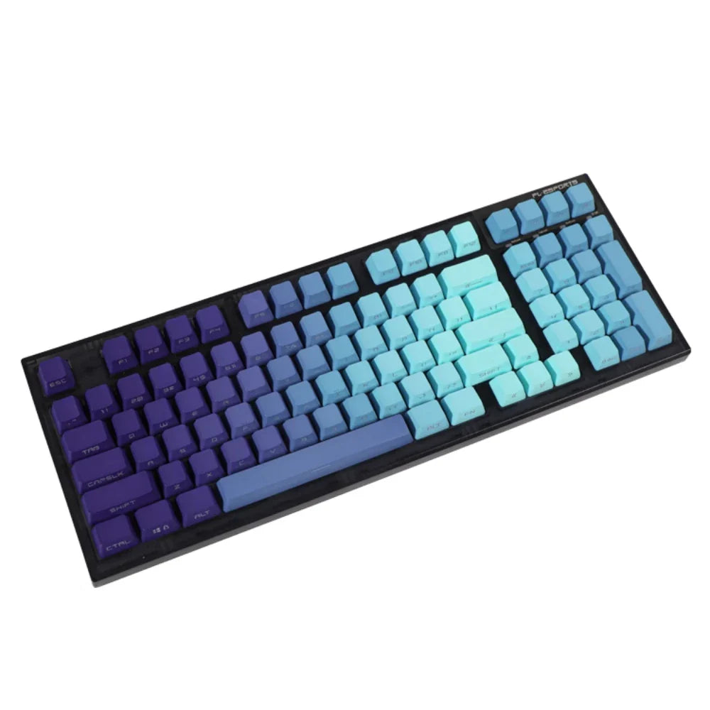 Green Lotus Gradient Keycaps Backlit Transparent Keycap OEM Profile PBT Side/Top Print Key Cap For MX Switch Mechanical Keyboard