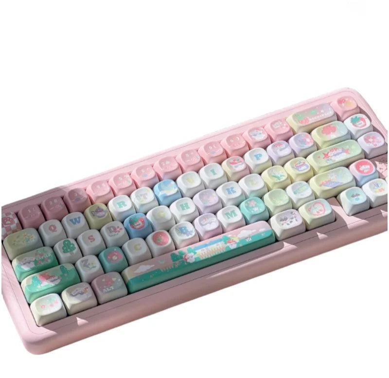 New 131 Key Cute Hand Drawn Theme Keycaps Xoa Profile Pbt Material Thermal Sublimation  Mechanical Gaming Keyboard Key Caps Gift