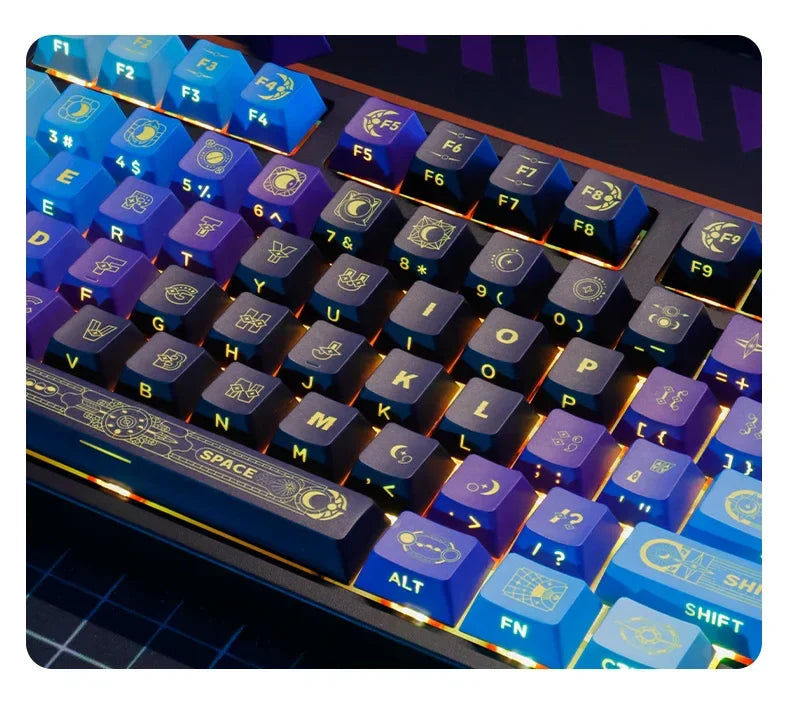 PIIFOX PBT OEM Thermal Sublimation Keyboard Keycaps 130 Keys Mirana Translucent Side  Customized Sculpture Accessories Esports