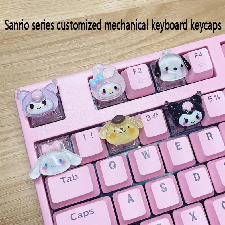 Kawaii Sanrio My Melody Cinnamoroll Kuromi Keycap Esc Base Transparent Cross Axis Mechanical Keyboard Keycaps Decorate Girl Gift