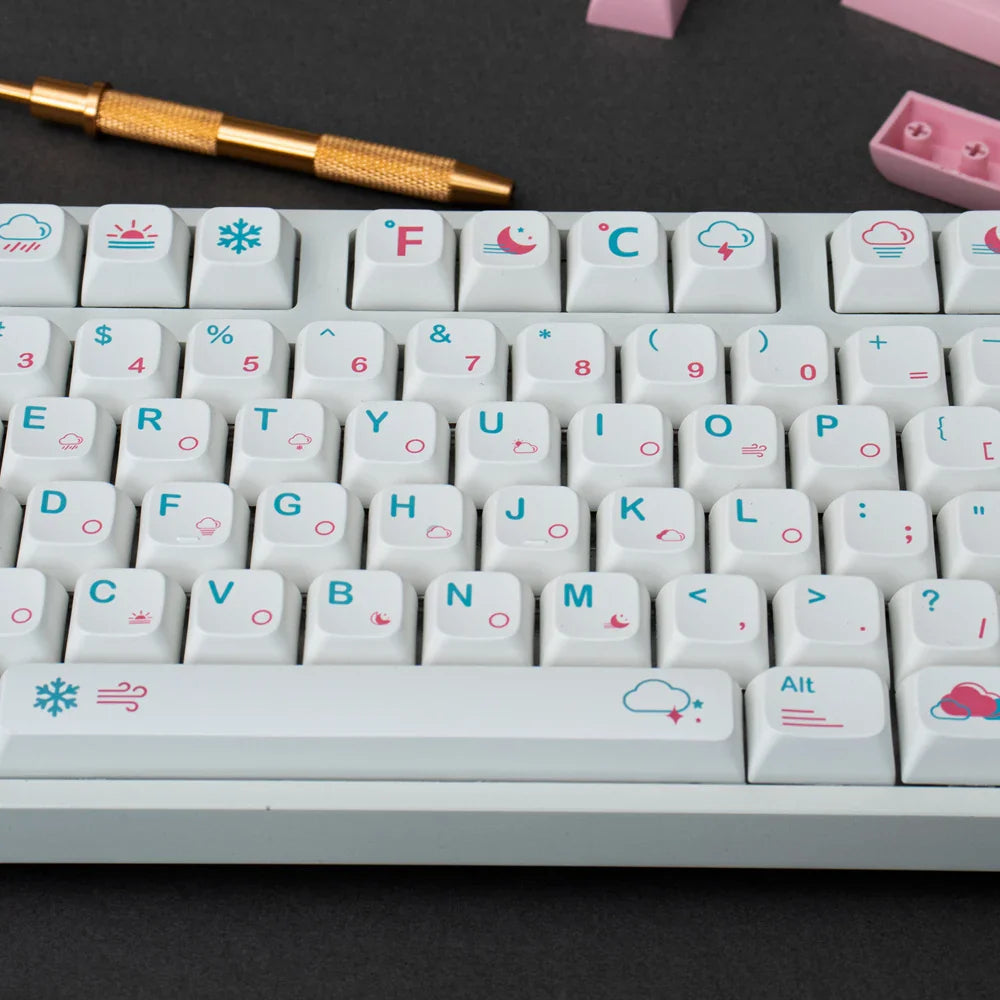 GMK 132 Keys Japanese PBT Keycap XDA Profile Cute Pink Keycaps for DIY Cherry Mechanical Keyboard Custom 61/84/64/68/98/108 Set