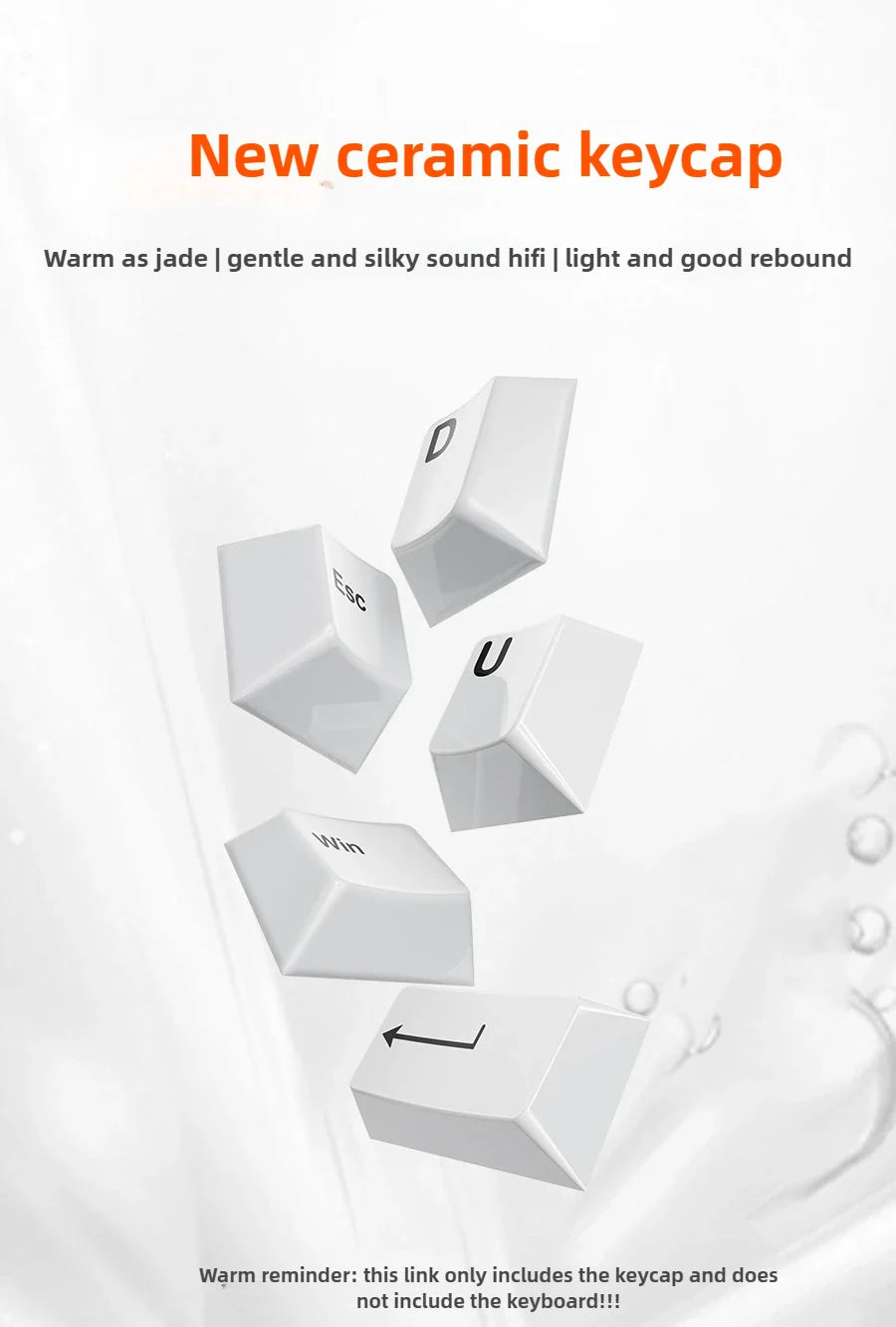 Ceramic Keycaps Set 123/101-key Smooth Surface Tough and Resistant To Falling HIFI Cross Axis Mechanical Keyboard WASD Keycap