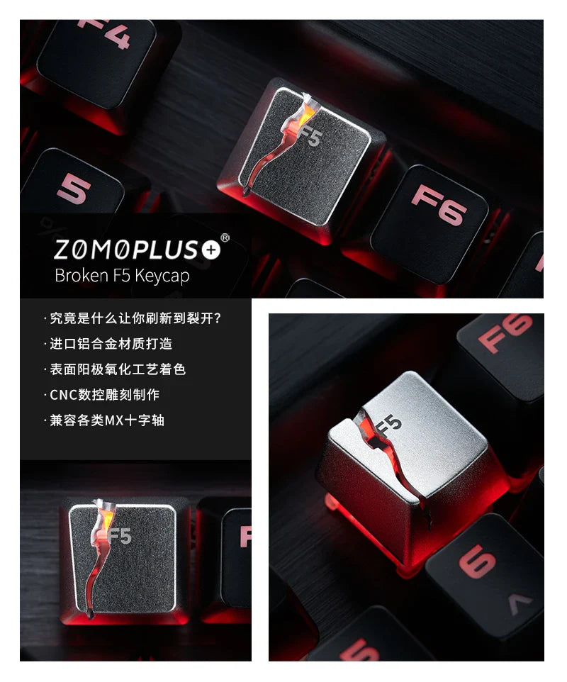 Broken F5 Keycap Customized Keyboard Metal Replacement Key for Keyboard Cross Axis Keyboard Creativity Split Page Refresh Keys