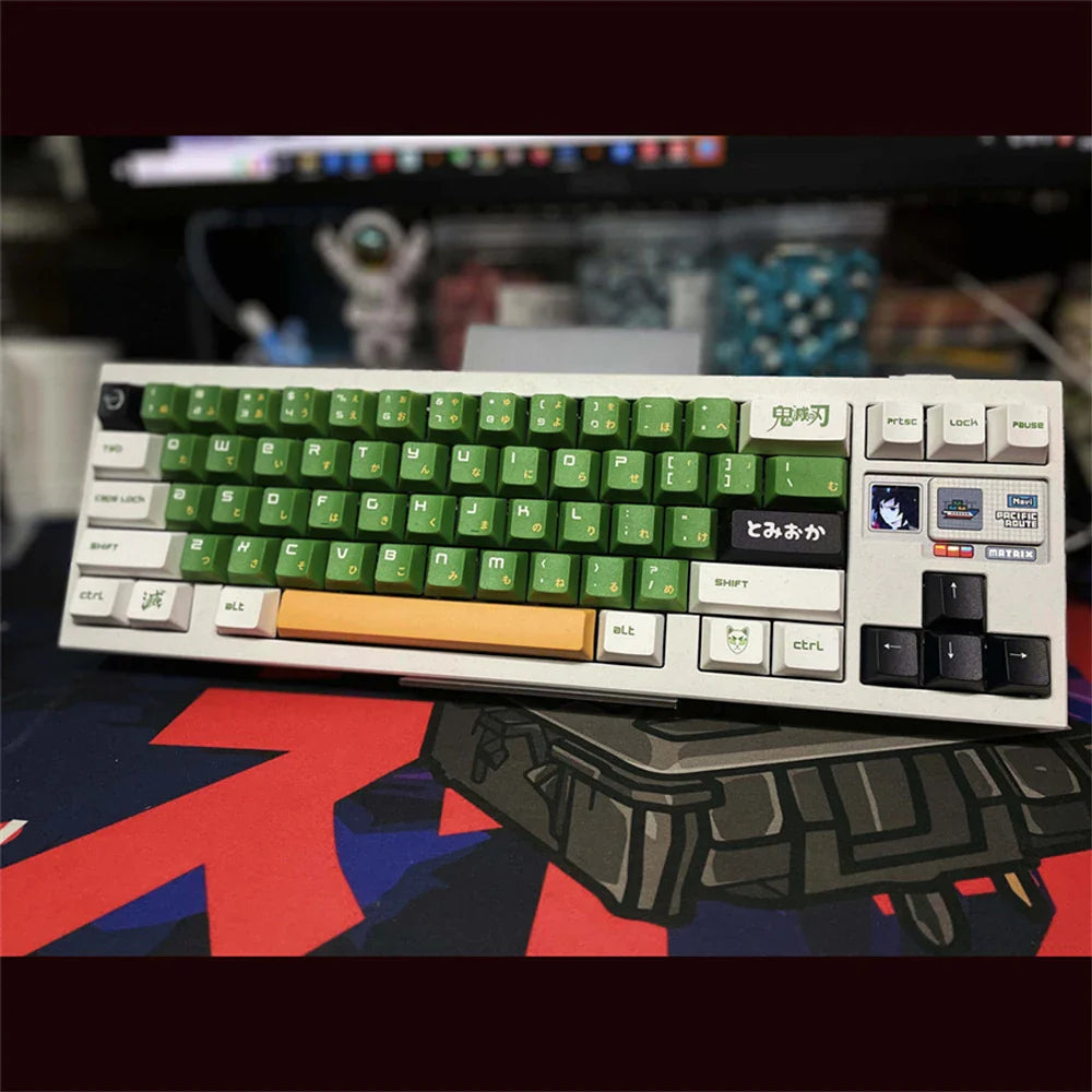 1 Set PBT Dye Sublimation Anime Keycaps Kochou Shinobu Theme Key Caps for Demon Slayer Cherry Profile Keycap Keyboard Decoration