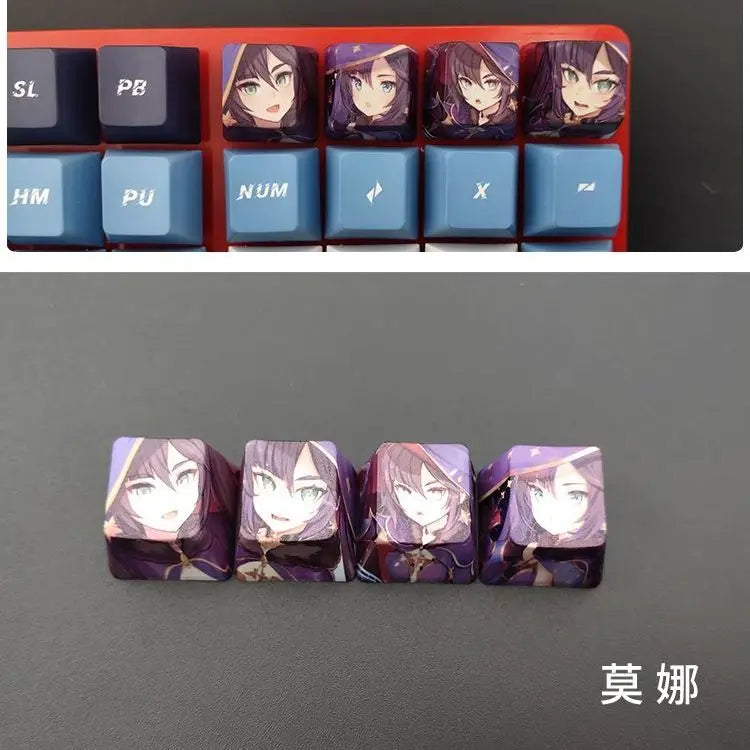 Cartoon Anime Genshin Impact Keycap zhongli Mechanical keyboard replacement key R4 PBT thermal sublimation Cherry OEM height