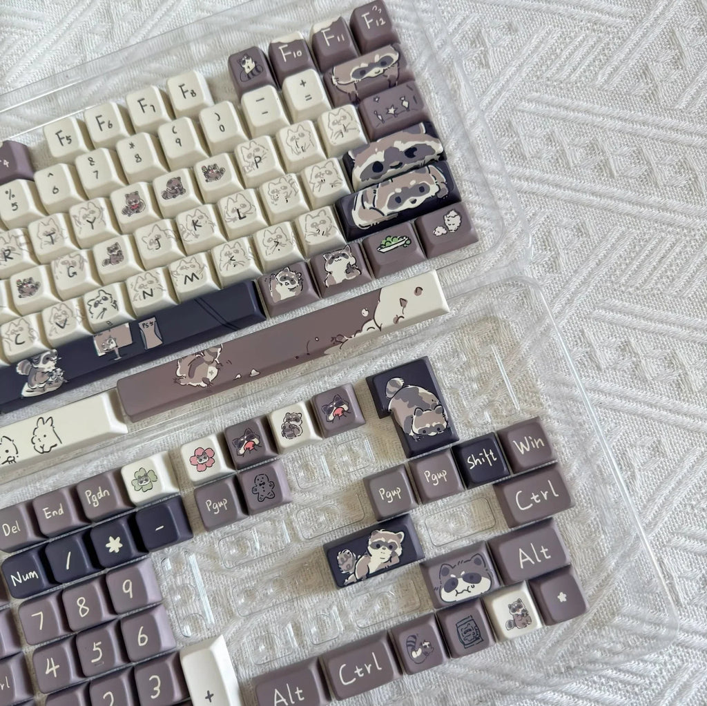 Raccoon/Penguin Keycap 148keys Cherry Side Printed Pbt  Sublimation Mechanical Keyboard Keycaps Customized Cute For Game Office