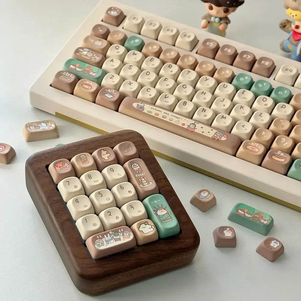 Cute Keycap Cocoa Bean Milk PBT Five-Sided Sublimation XOA Personalized Ball Cap DIY Mechanical Keyboard Keycaps Keycap Set