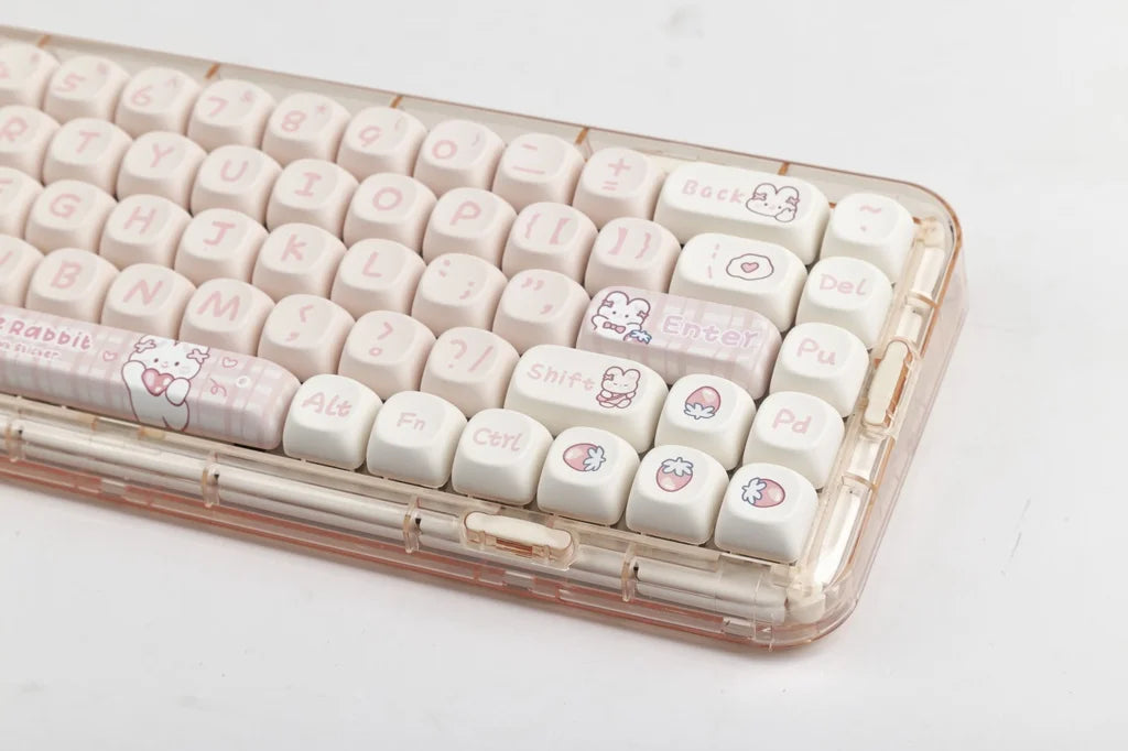 Mathew Tech Snack Bunny Keycap Pink Keycaps MOA Profile PBT Sublimation Mechanical Keyboard Keycaps Suitable for Girls To DIY