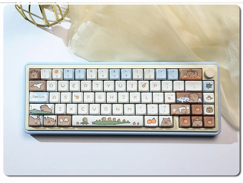 Mda High Capybara Mechanical Keyboard Keycap Custom Thermal Sublimation Pbt Cute Milk Blue Home Goodies Birthday Gift Boy Girl