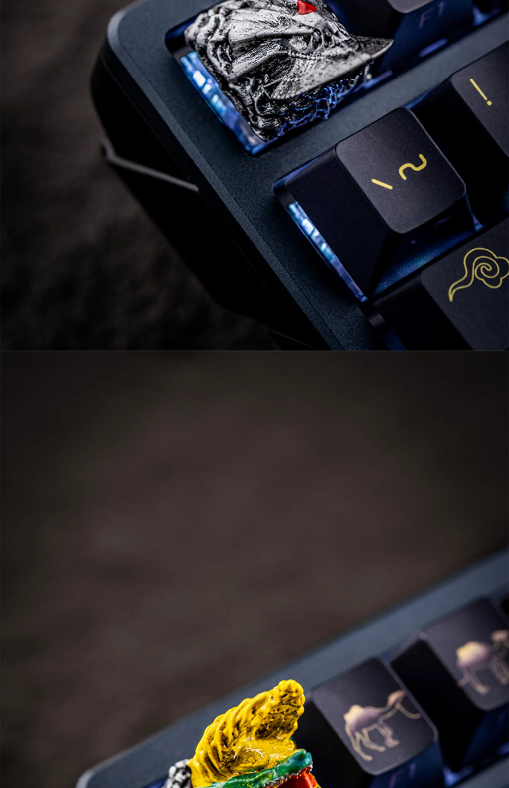 MonsterHunter Dragon Point Keycaps Anime Artisan Keyboard Cap Zinogre 3D Custom Gaming Decoration KeyCap for Mechanical Keyboard