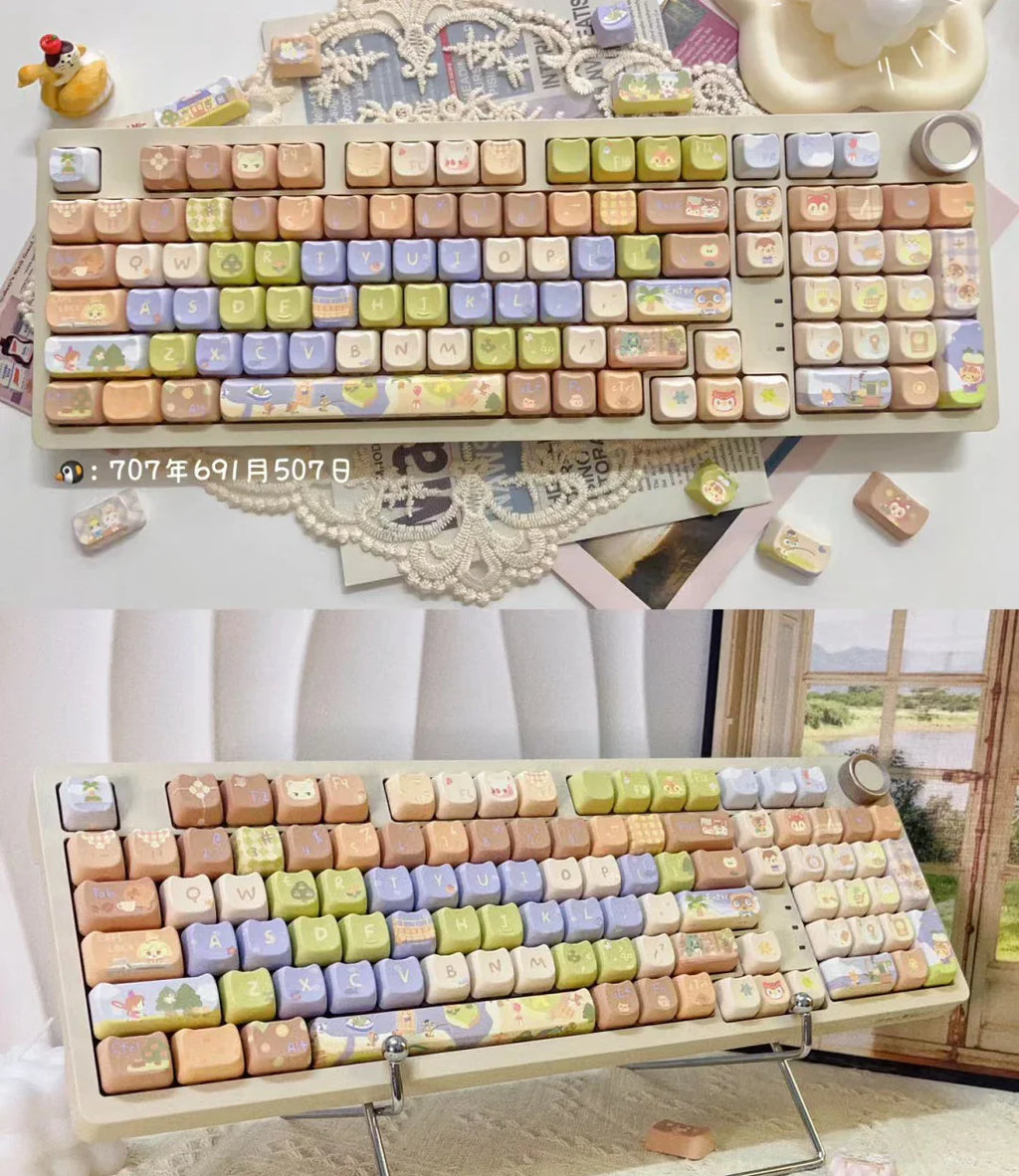142 Keys Customized Gift Cute Cat keycaps New MAO Keycaps Square Thermal Sublimation Mechanical Keyboard 2.25 U 2.75U for Alice