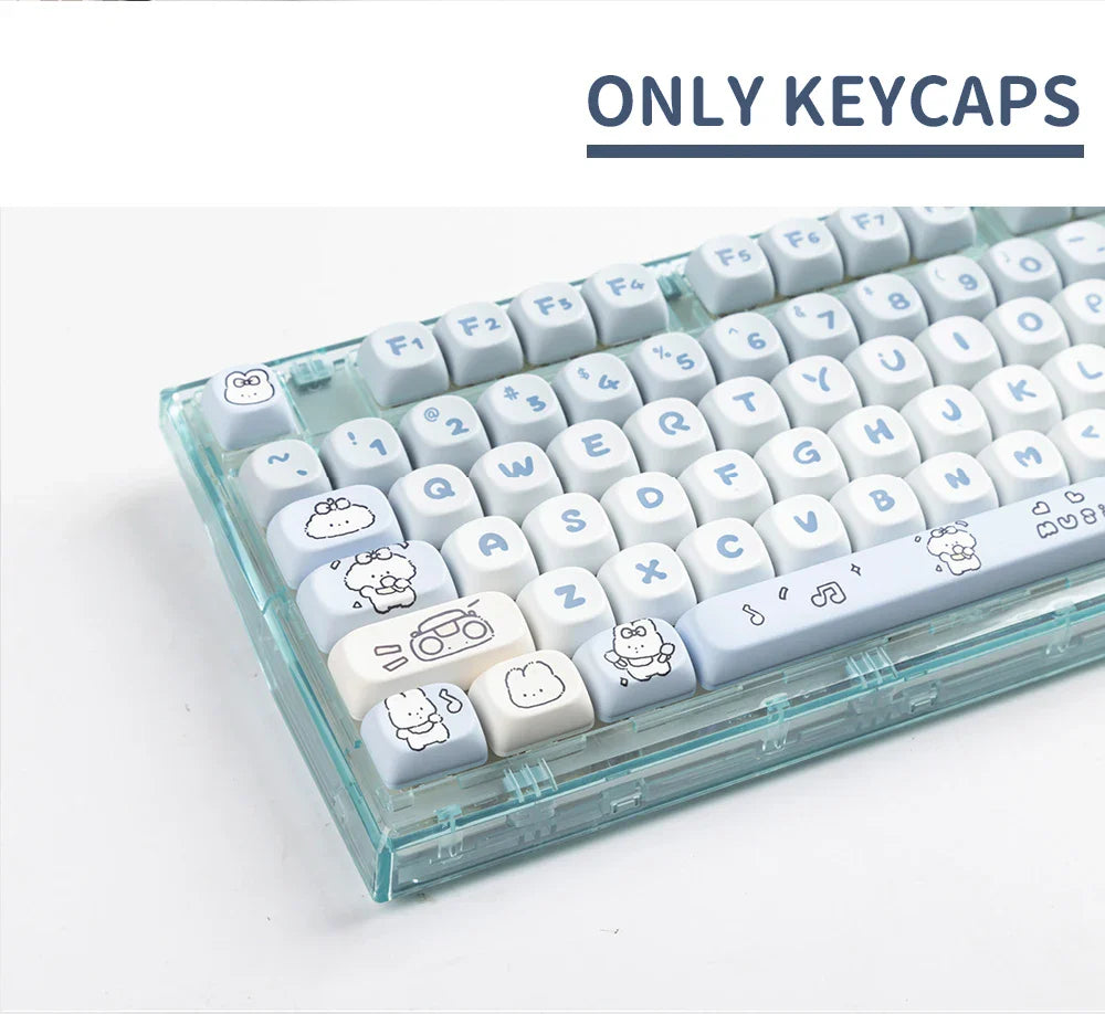 139 Keys MOA Profile Puppy Band Sugar Rabbit Theme Keycaps PBT Thermal Sublimation Customized Key Caps for Mechanical Keyboard