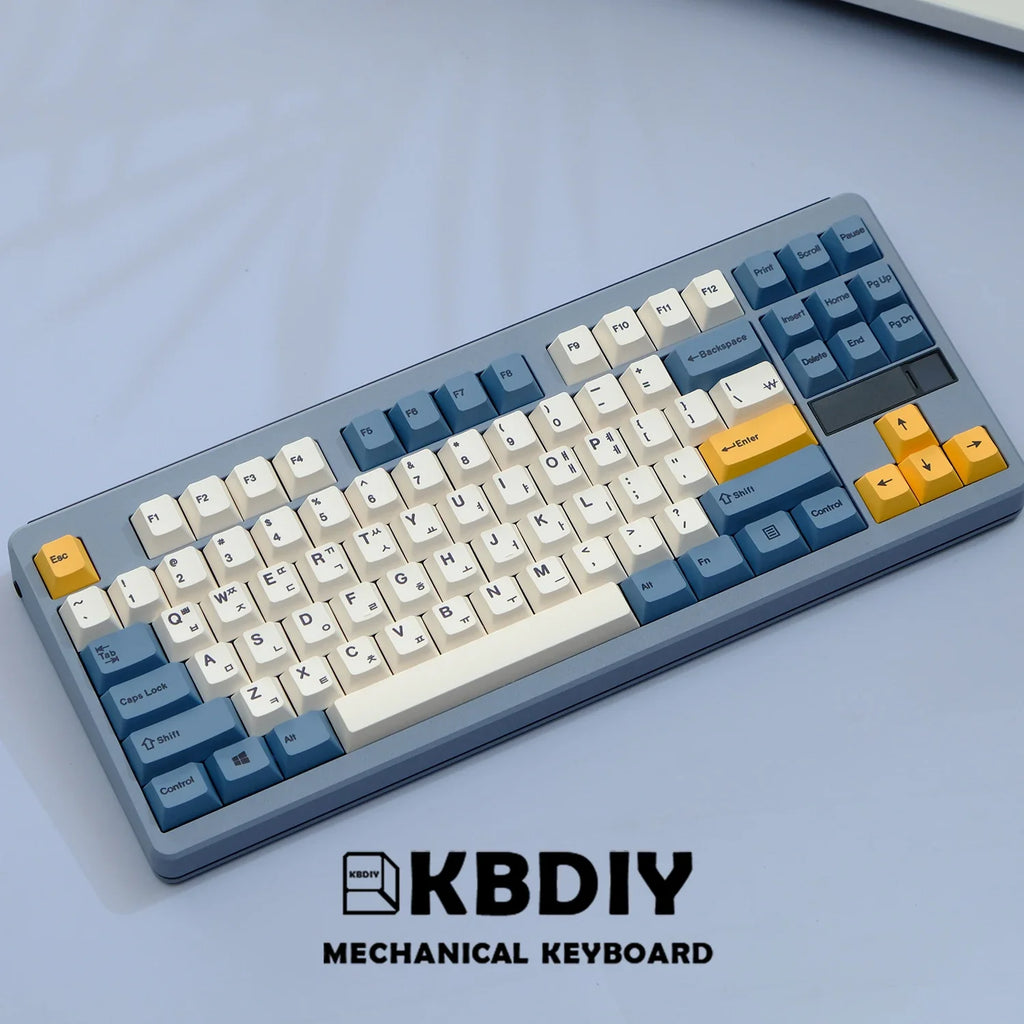 KBDiy 145 Keys/Set PBT Apricot Yellow Keycap Korean Cherry Profile Keycaps for Mechanical Keyboard 7U DIY Custom for GMK67 GMK75