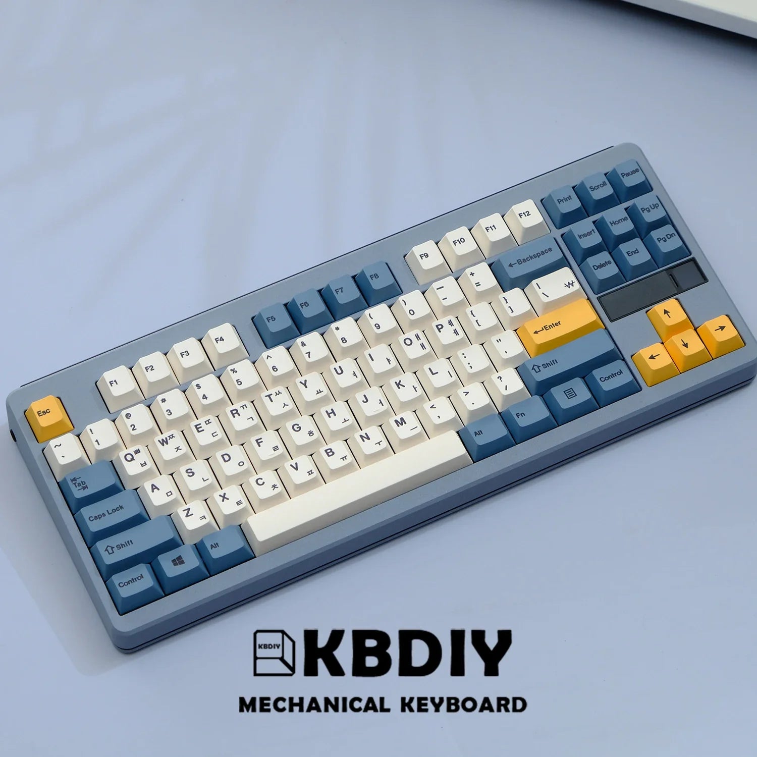 KBDiy 145 Keys/Set PBT Apricot Yellow Keycap Korean Cherry Profile Keycaps for Mechanical Keyboard 7U DIY Custom for GMK67 GMK75