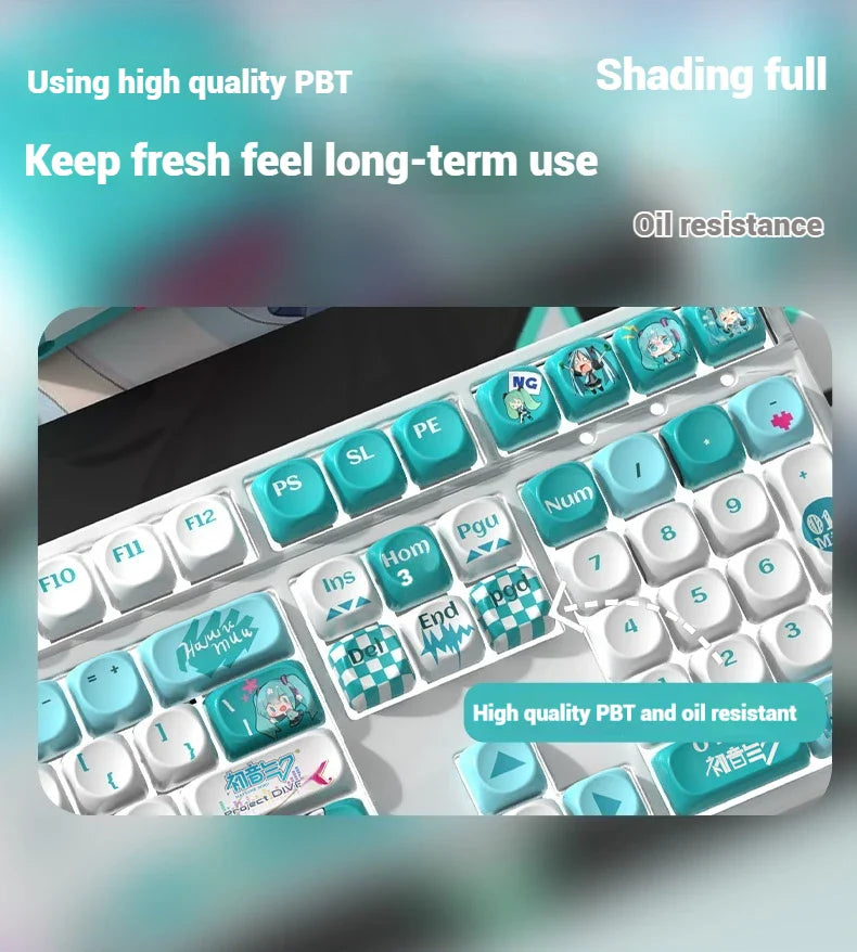 Miku Anime Theme Keycap 120keymoa Hight Pbt Heat Sublimation Personality Creative Customization Mechanical Keyboard Ke Ycap