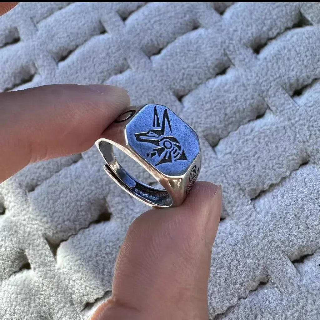 Devil Ram Horns Skull Open Ring for Men's Retro Satanic Cross Religious Amulet Jewelry