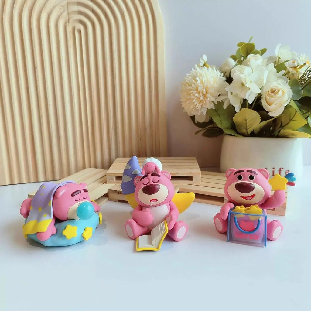6 Cute Exquisite Lotso Girls' Favorite Sleeping Bears Different Styles Of Figurines Trendy Toys Twisted Egg Dolls Car Ornaments.