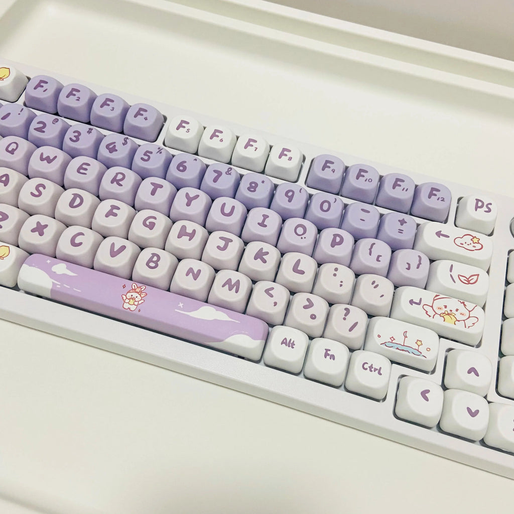 Cute Key Cap Mechanical Keyboard Key Caps MOA 142keys Gradient Purple Rabbit Dye-sublimation Customized Personalized Keycaps Pbt