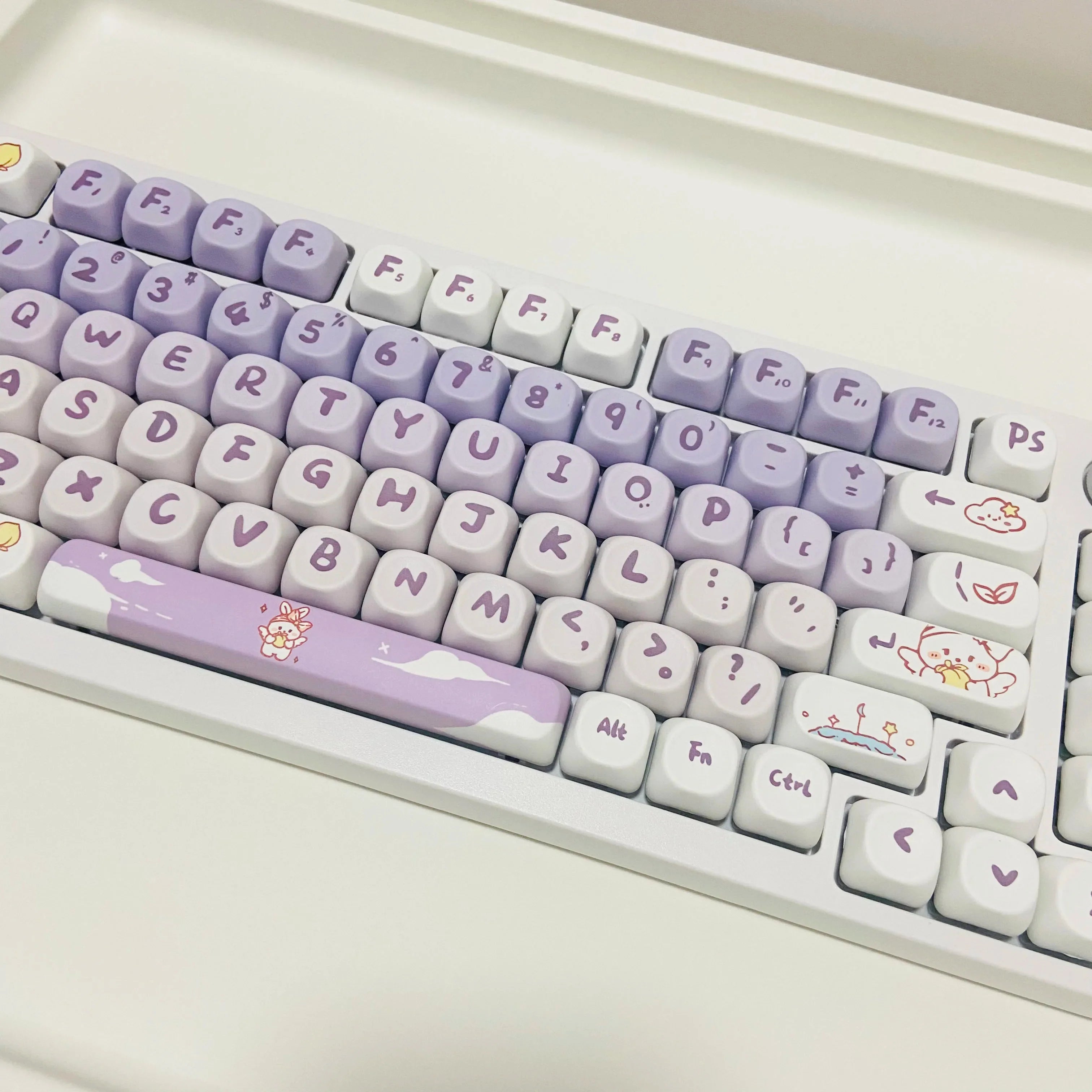 Cute Key Cap Mechanical Keyboard Key Caps MOA 142keys Gradient Purple Rabbit Dye-sublimation Customized Personalized Keycaps Pbt