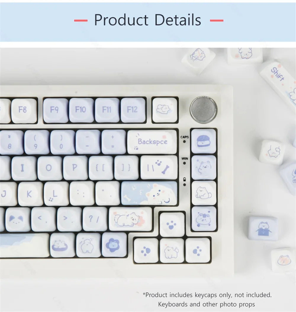 95/132 Keys Cute Cartoon Animals Theme Keycaps MAO Profile DIY PBT Dye Sublimation Key Caps for Mechanical Keyboard MX Switch